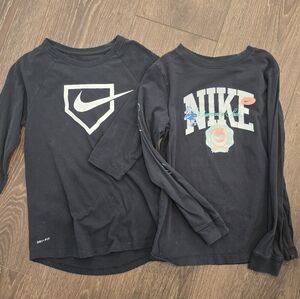 2 Nike Kids Black Long Sleeve Tees